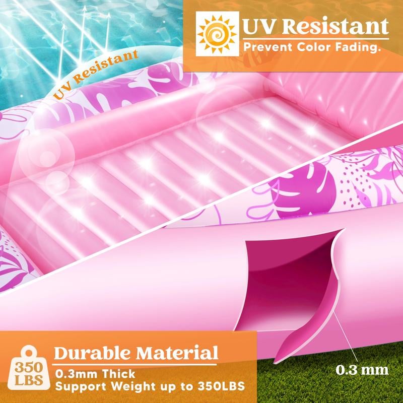 LAST DAY PROMOTION - BUY 1 GET AIR PUMP FREE -Inflatable Tanning Pool Lounge Float With Cup Holder