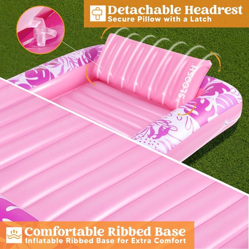 LAST DAY PROMOTION - BUY 1 GET AIR PUMP FREE -Inflatable Tanning Pool Lounge Float With Cup Holder