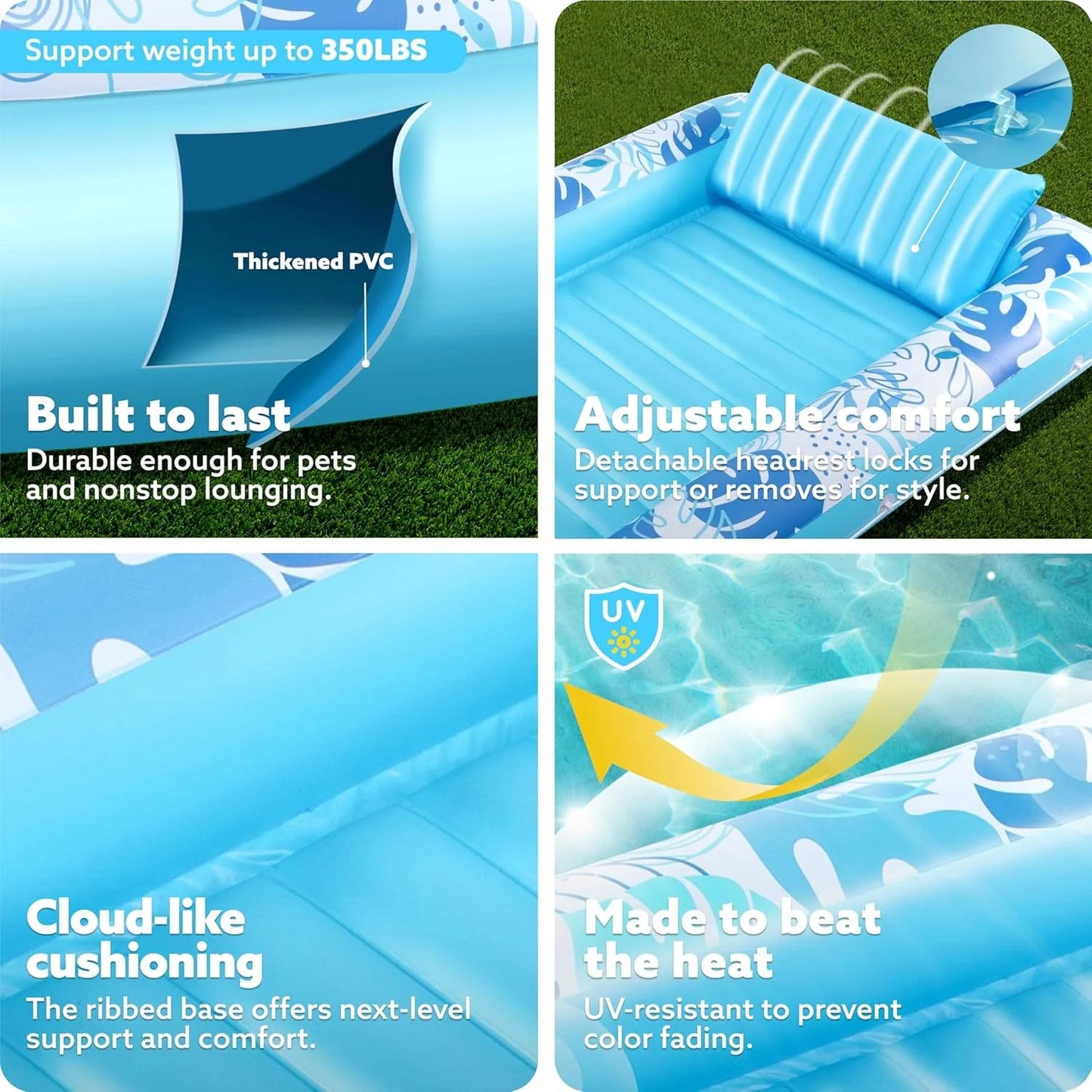 LAST DAY PROMOTION - BUY 1 GET AIR PUMP FREE -Inflatable Tanning Pool Lounge Float With Cup Holder