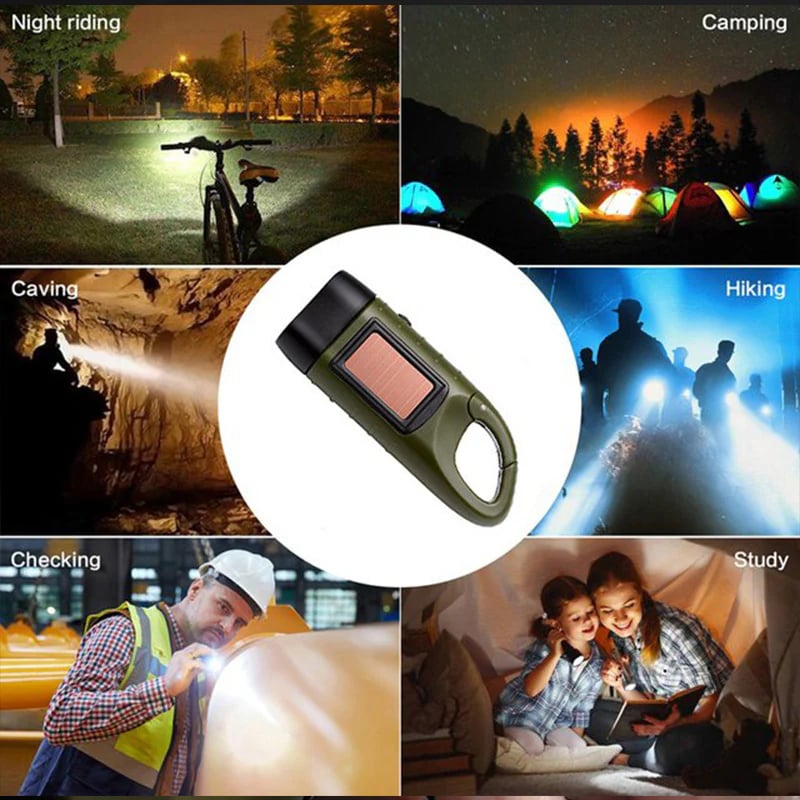 Outdoor essentials🔥 - hand-cranked solar power bank flashlight