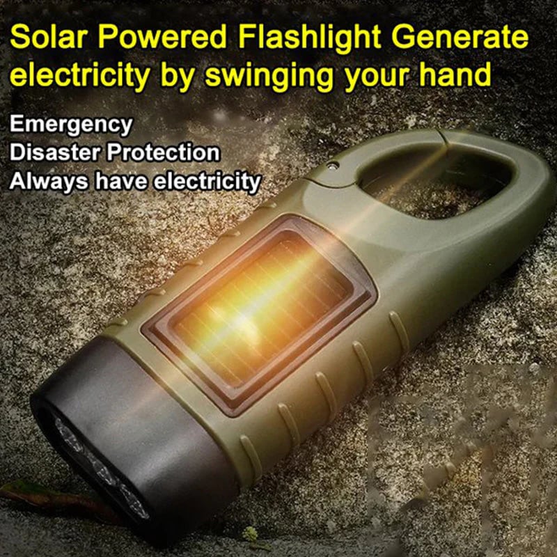 Outdoor essentials🔥 - hand-cranked solar power bank flashlight