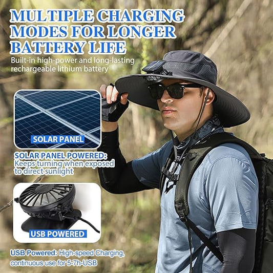 2025 New Ultralight Solar Fan Sun Hat – Lighter Than a Baseball!