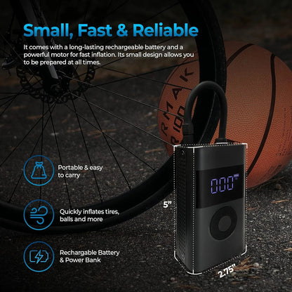 Portable Tire Inflator - Smart ON/OFF Hose Design