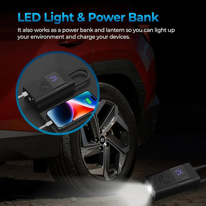 Portable Tire Inflator - Smart ON/OFF Hose Design