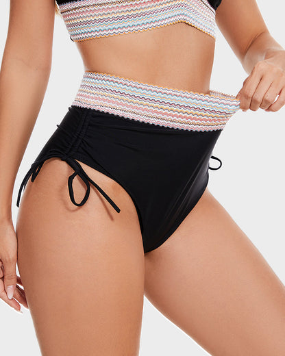 2025 High Waisted Tummy Control Color Block Bikini Sets