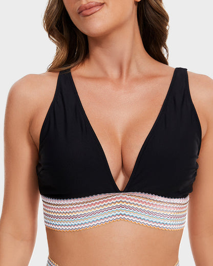 2025 High Waisted Tummy Control Color Block Bikini Sets