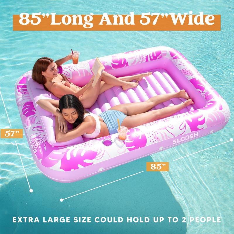 LAST DAY PROMOTION - BUY 1 GET AIR PUMP FREE -Inflatable Tanning Pool Lounge Float With Cup Holder