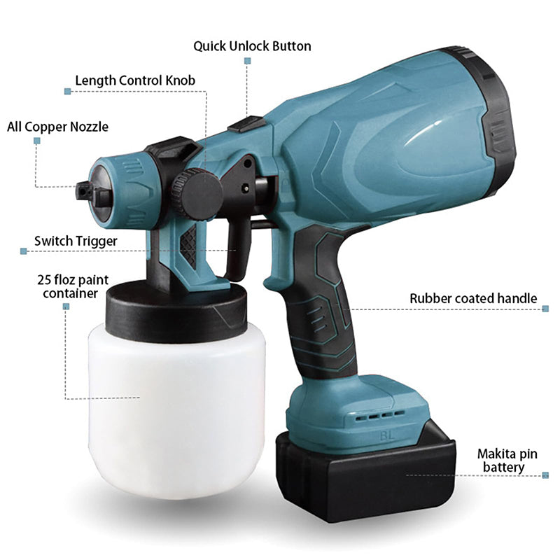 High-pressure Cordless Paint Sprayer with Battery