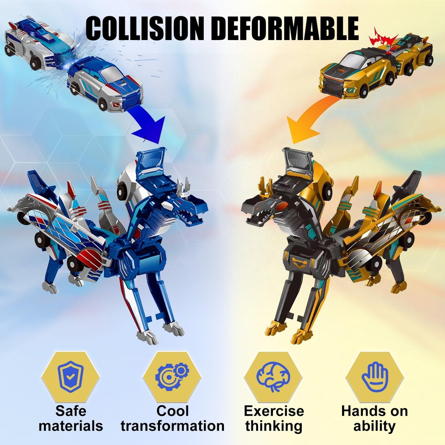 2025 New product ！ Collision Transforming Dinosaur Car Toy